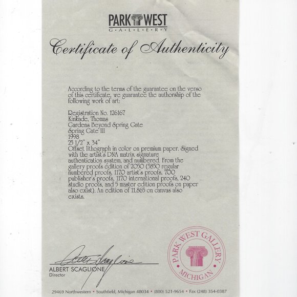 Unframed "Gardens Beyond Spring Gate" by Thomas Kinkade - Picture 10 of 12